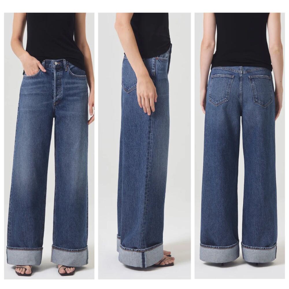 Agolde Dame High Rise Button Fly Wide Leg Jeans Control Size 25 Baggy Skater - Picture 2 of 16